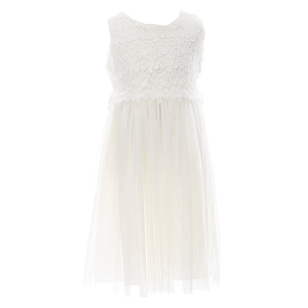 White Lace Tulle Tie-Back Dress 4T Wedding